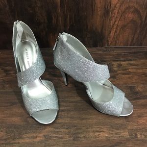 Audrey Brooke Silver Glitter Heels